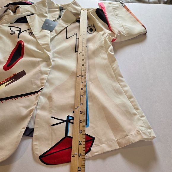 Koandaily Women's White Multi-Colored Art Graphic Blazer Jacket Sz L - Picture 5 of 10